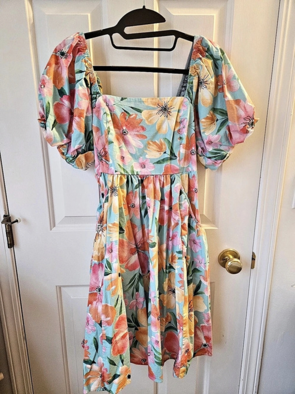 Easel Los Angeles Floral Puff Sleeve Mini Dress Size S